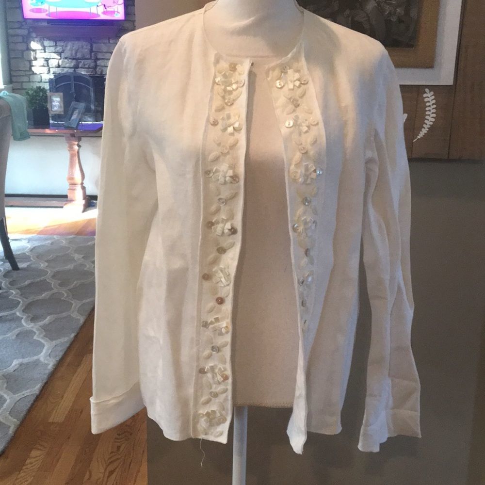 Laura Ashley Cream Linen Cardigan
